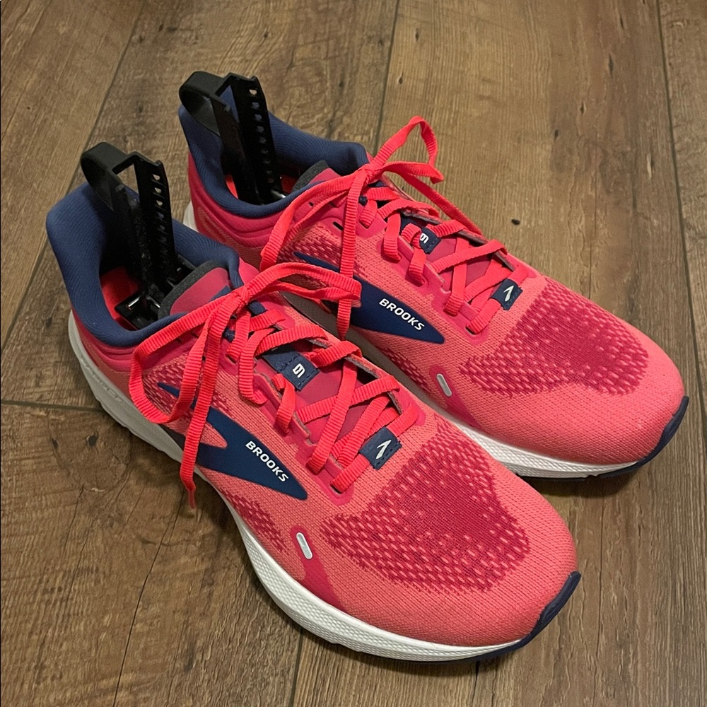 Red, pink, and blue Brooks medium (B) woman size 8.5